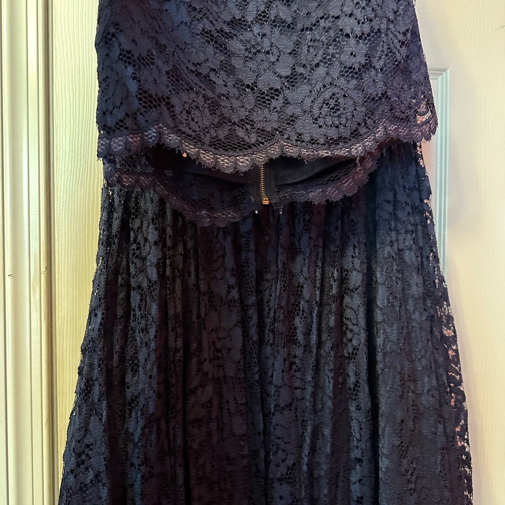 OBO-Elegant Navy Blue Two Pc Lace Dress